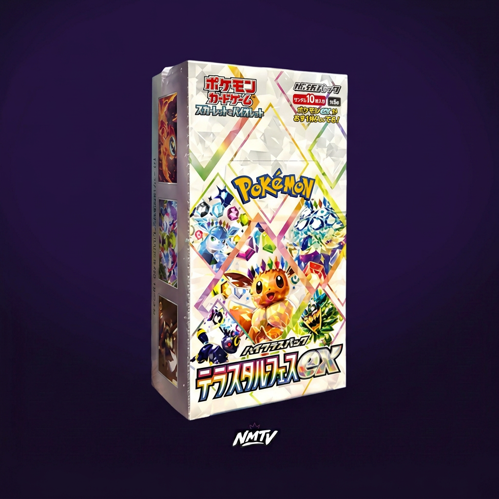 Pokemon Terastal Festival ex High Class Booster Box on purple NMTV background